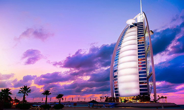 Burj Al Arab at dusk, Dubai